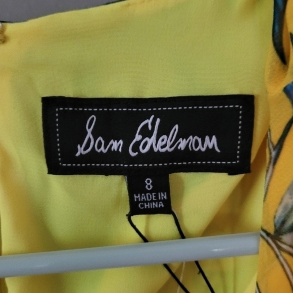 Sam Edelman Floral Crossover Waist A-line Dress In Yellow - Picture 8 of 8
